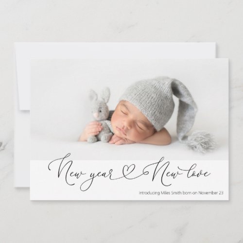 New Year New Love Holiday Birth Announcement