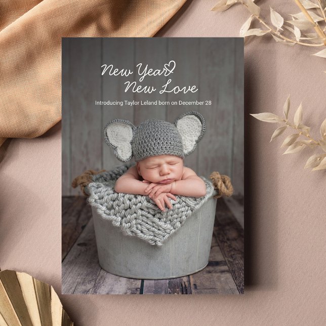 New Year New Love Holiday Birth Baby Photo Note Card (Creator Uploaded)