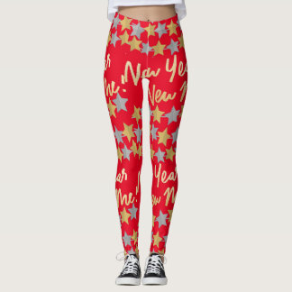 New Year New Me,Happy New Year 2022 Festive Red Leggings
