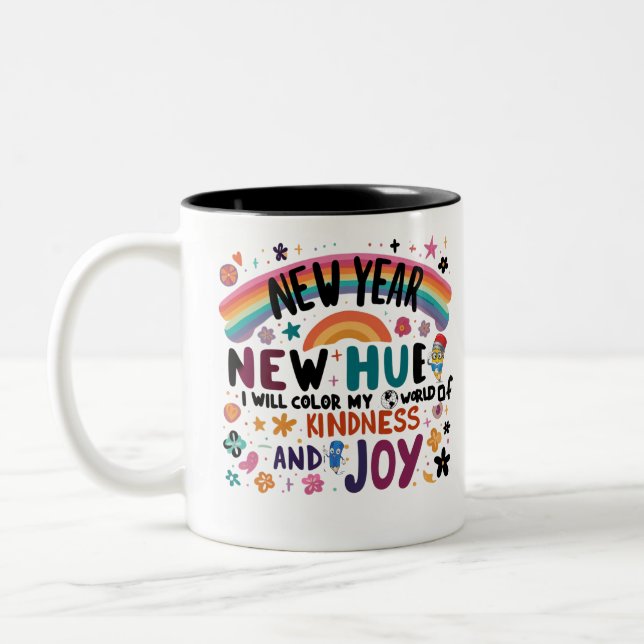 New Year New Me Joy And Kindness  Two-Tone Coffee Mug (Left)