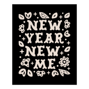 New year new me resolutions black witchy aesthetic poster