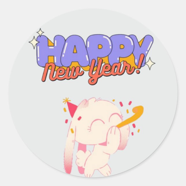 "New Year, New Vibes" Classic Round Sticker (Front)