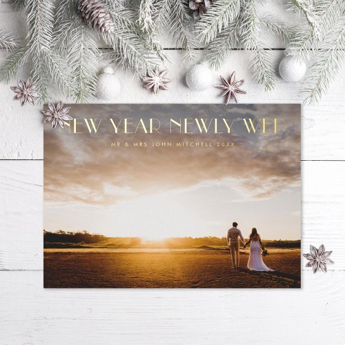 New Year Newlywed Foil Holiday Card