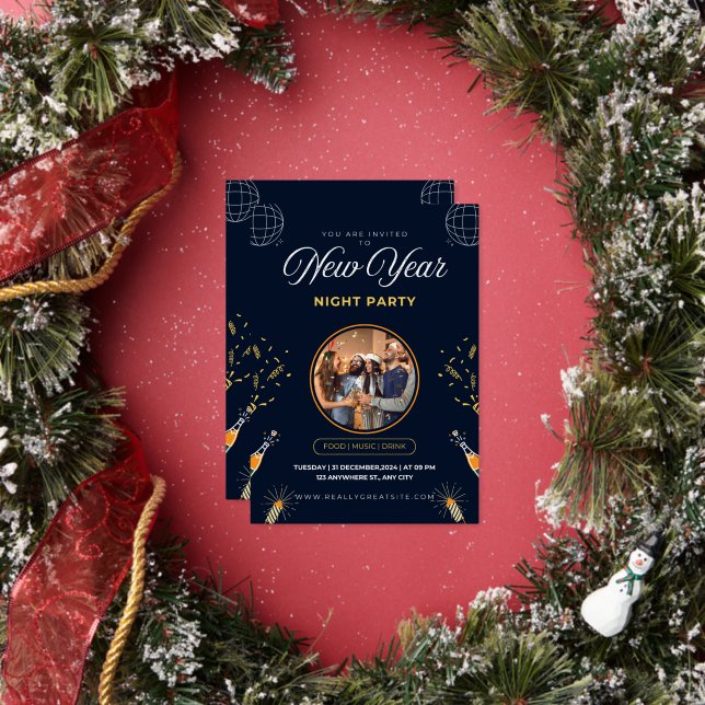 New Year Night Party  Foil Invitation (Insitu)