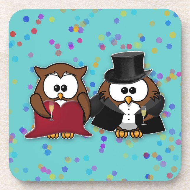 new year owl beverage coaster (Front)