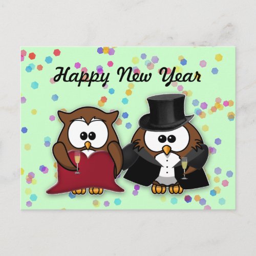 New Year owl Holiday Postcard