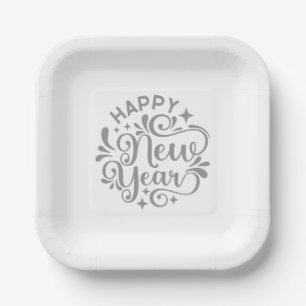 New Year Paper Plates