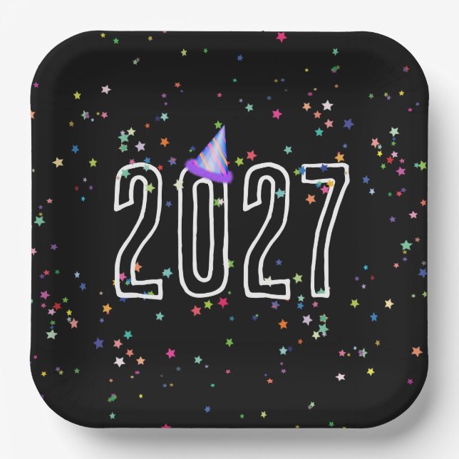 New Year Party 2027 Paper Plates (Front)