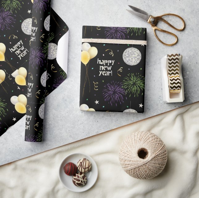 New Year Party Balloons Wrapping Paper (Crafts)