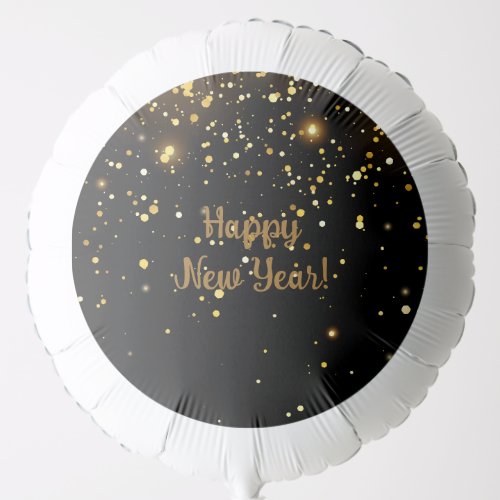 New Year Party Black and Gold Glitter  Balloon