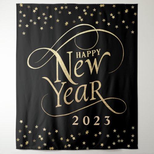 New Year Party Black Gold Photo Booth Backdrop