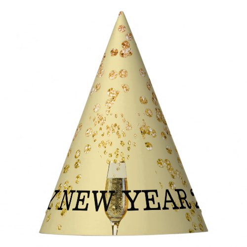 New Year Party Champagne Gold Bubbles Fun Party Hat