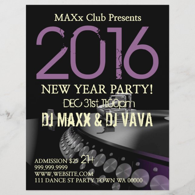 New Year Party Event Announcement DJ CLUB Flyer (Front)