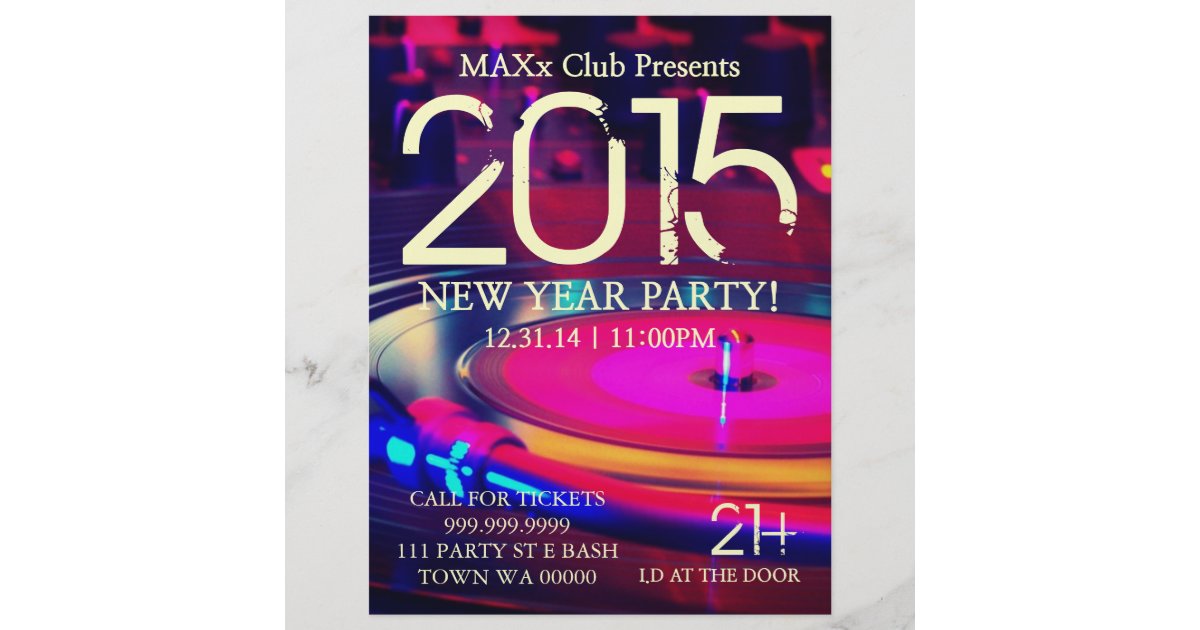 New Year Party Event Announcement Dj Club Flyer Zazzle Com