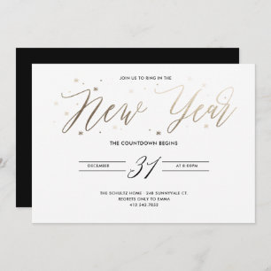 New Year Party Gold Foil Party Invitation
