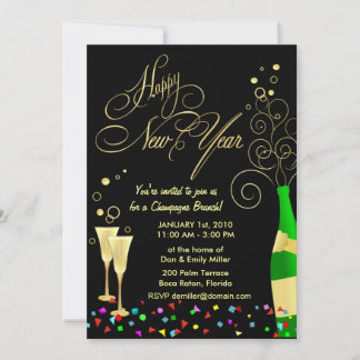 New Year Party Invitations - Champagne Brunch