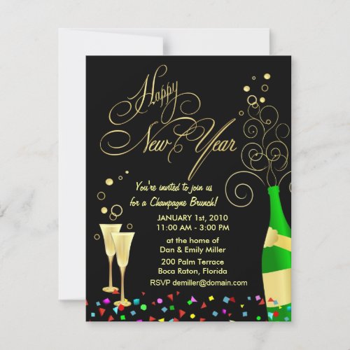 New Year Party Invitations - Champagne Brunch