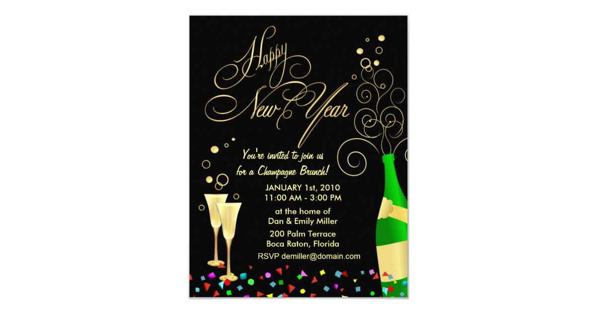 New Year Party Invitations - Champagne Brunch | Zazzle.com