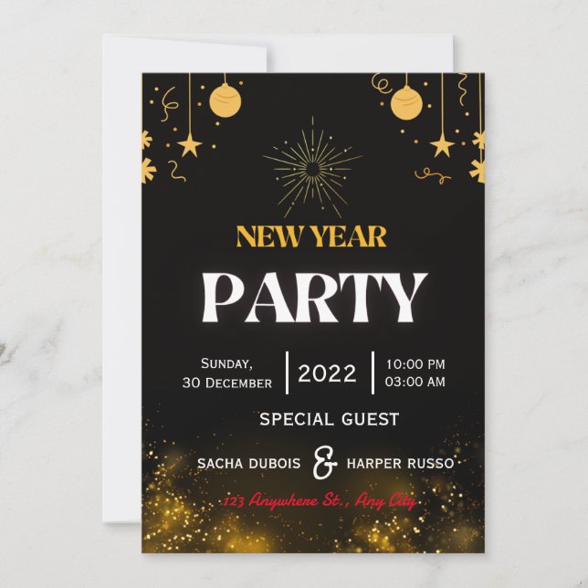 new year party personalized Invitation card (Front)