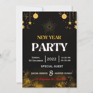 new year party personalized Invitation card