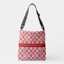 New Year pattern. Red and White. 2018. Crossbody Bag