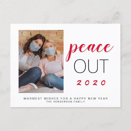 New Year Peace Out 2020 Photo Holiday Postcard