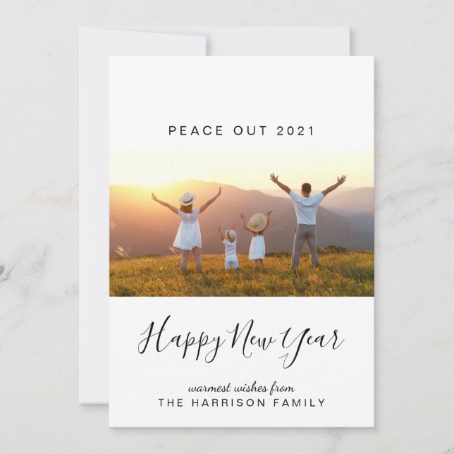 New Year Peace Out 2021 Photos Holiday Card (Front)