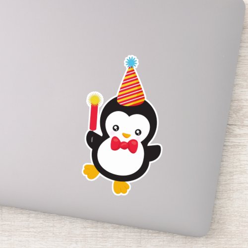 New Year Penguin Party Hat Firecracker Bow Tie Sticker