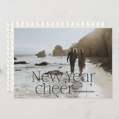 New year Photo elegant Art Deco typography chic Holiday Card