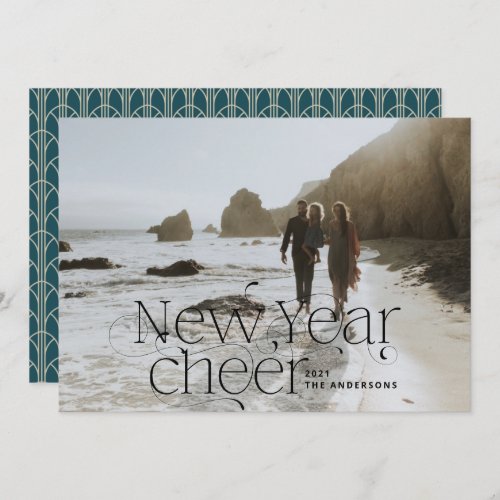 New year Photo elegant Art Deco typography modern  Holiday Card