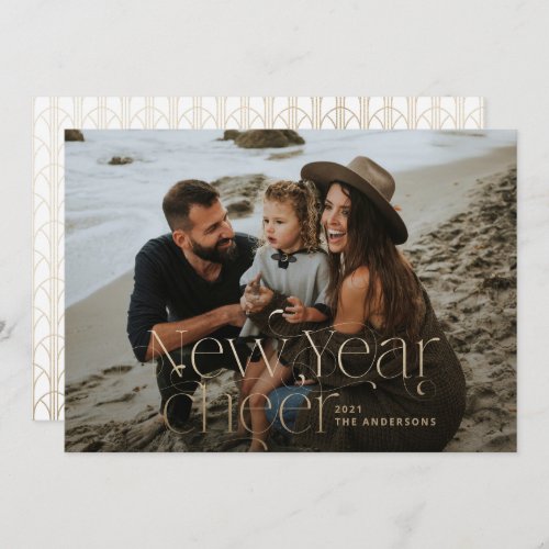 New year Photo elegant Art Deco typography modern  Holiday Card