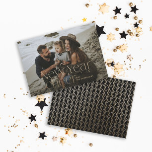 New year Photo elegant Art Deco typography modern Holiday Card