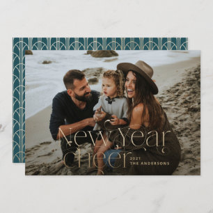 New year Photo elegant Art Deco typography modern Holiday Card