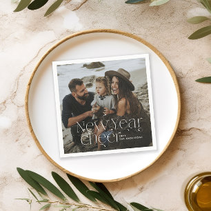 New year Photo elegant Art Deco typography modern Napkins