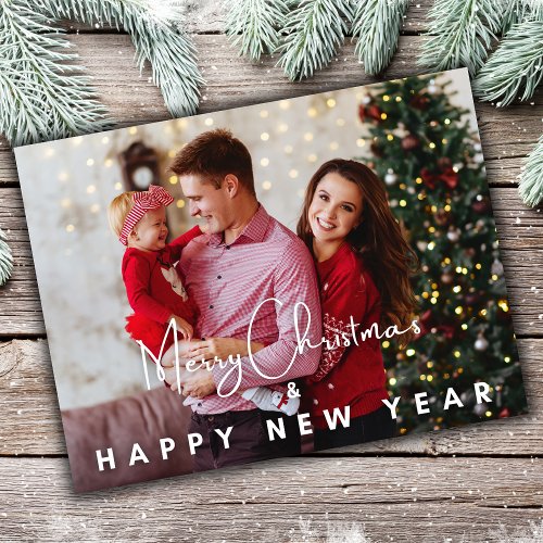 New Year Photo Elegant Modern Holiday Postcard