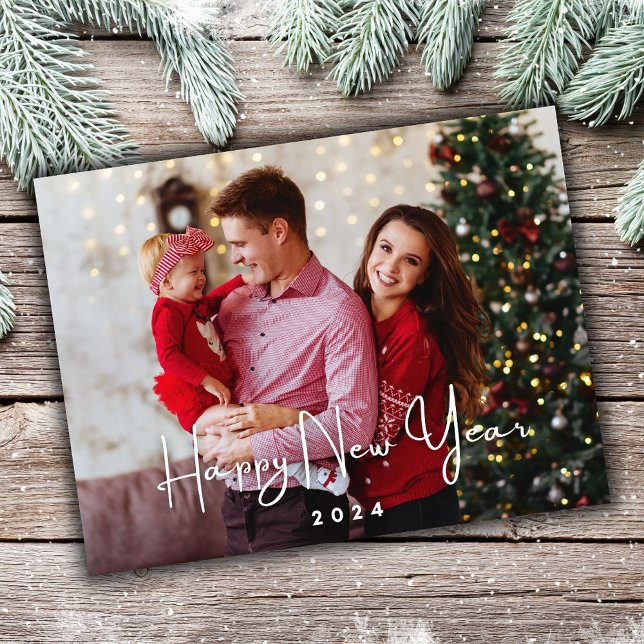 New Year Photo Elegant Modern Holiday Postcard (Creator Uploaded)