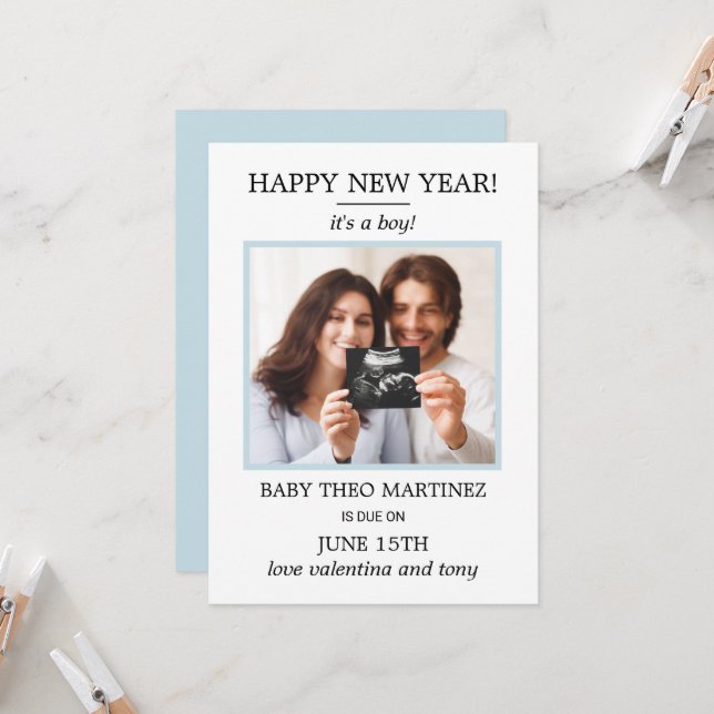 New Year Photo Pregnancy Announcement (Front/Back In Situ)