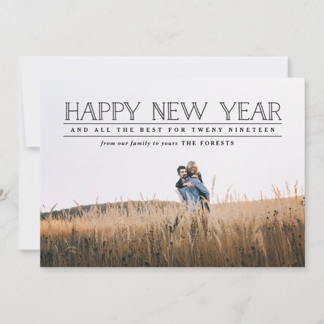 New year photo typography holiday card (Front)