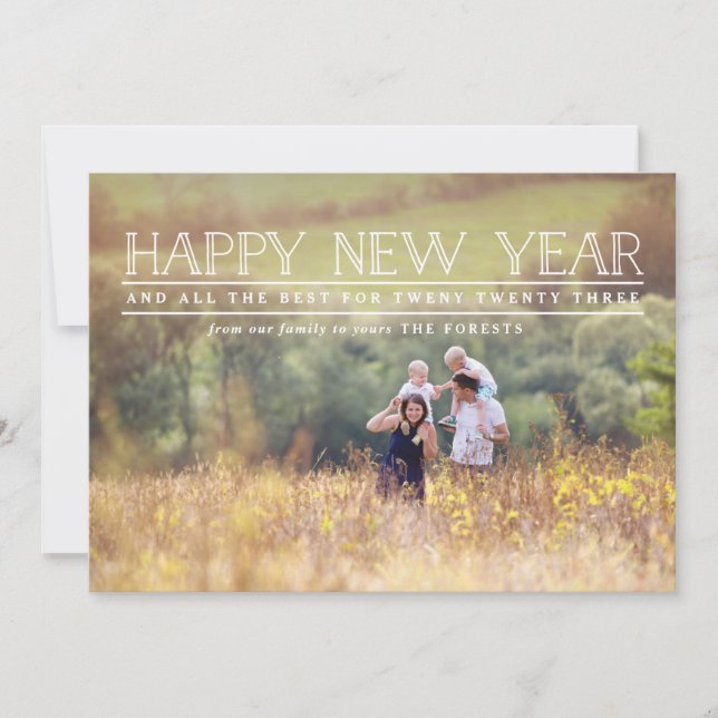 New year photo typography holiday card (Front)