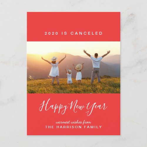 New Year Photos 2020 Canceled Red Holiday Postcard