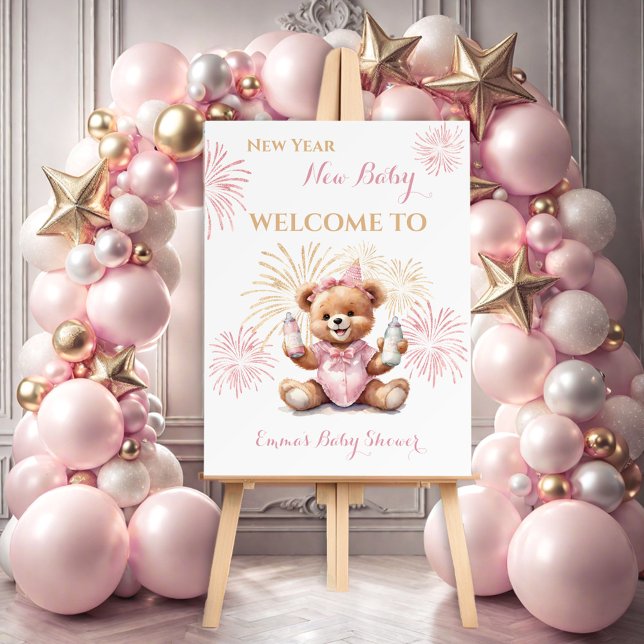 New Year Pink Girl Baby Shower Welcome Foam Board (New Year Pink Girl Baby Shower Welcome Foam Board)
