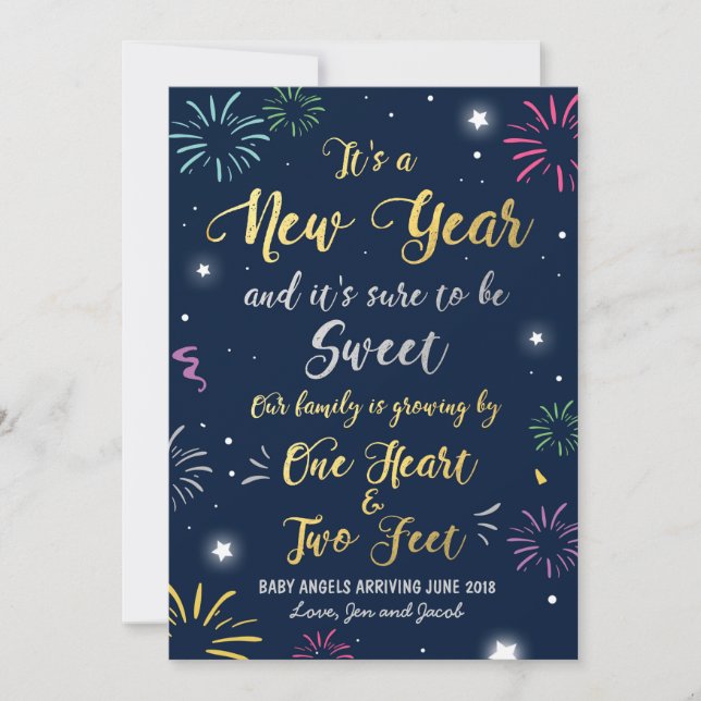 New year pregnancy announcement card 2018 (Front)