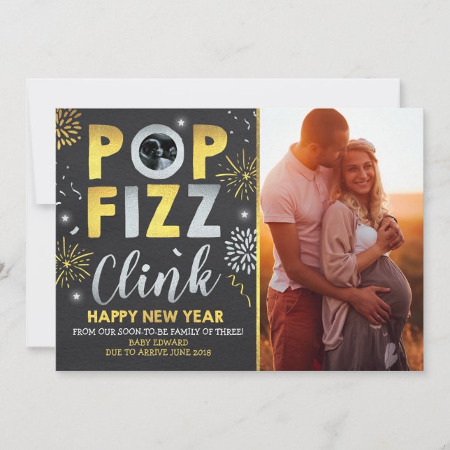 New Year Pregnancy Announcement New Year Card (Front)