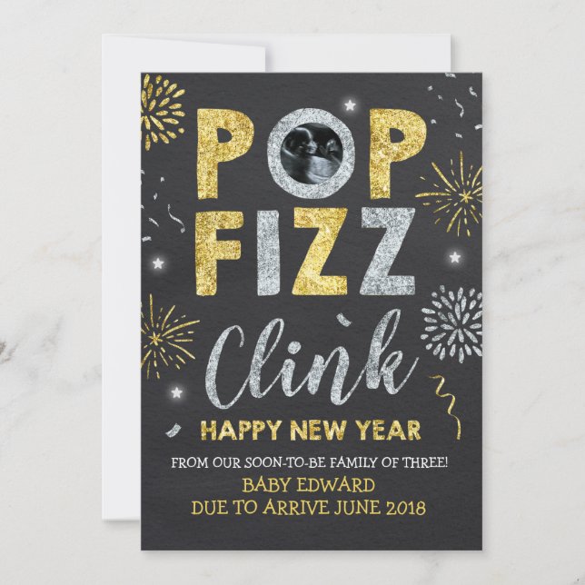 New Year Pregnancy Announcement New Year Card (Front)