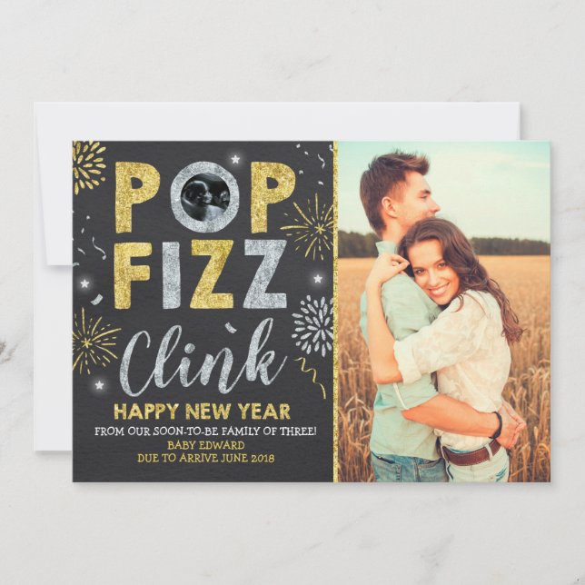 New Year Pregnancy Announcement New Year Card (Front)