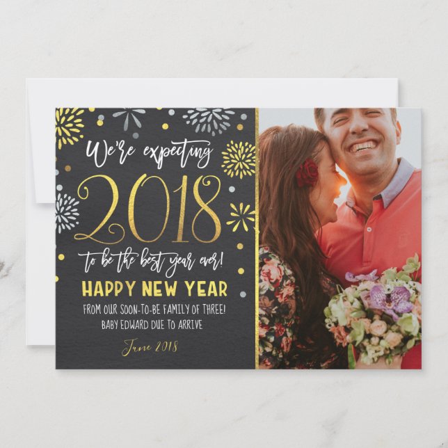 New Year Pregnancy Announcement New Year Card (Front)