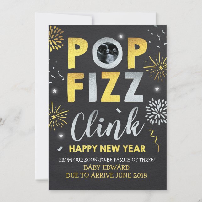 New Year Pregnancy Announcement New Year Card (Front)