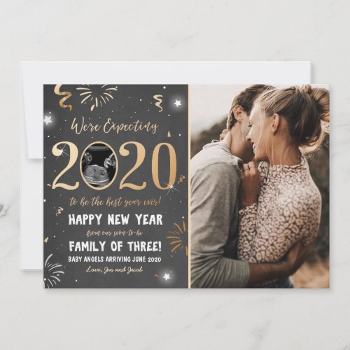 New Year Pregnancy Announcement Reveal 2020 Card