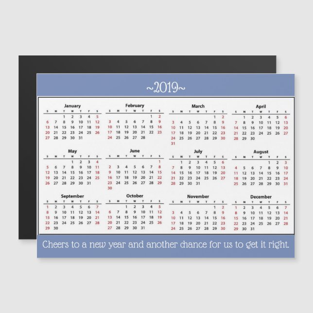 New Year Quote 2019 Calendar Magnet (Front/Back)