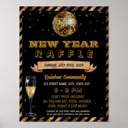 New Year Raffle event template Poster